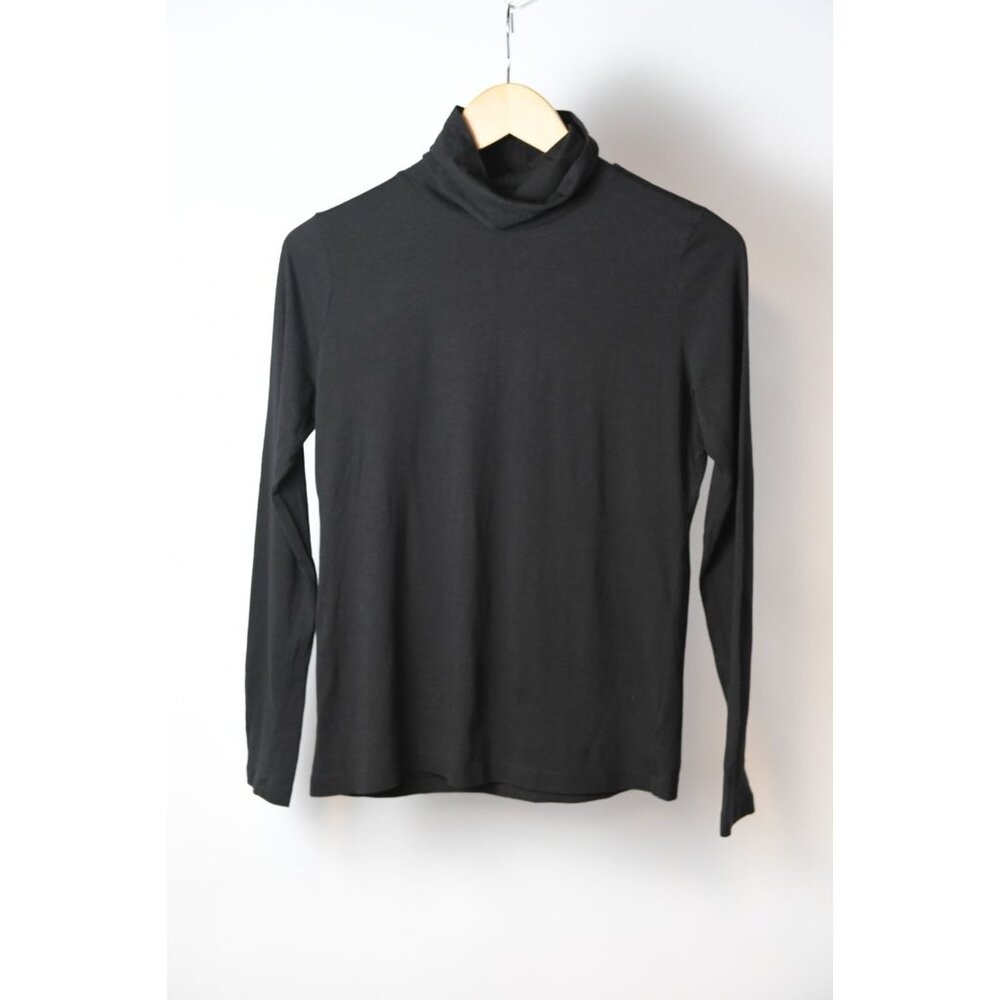 Eileen Fisher Womens Small Black Turtleneck Stretch Long Sleeve